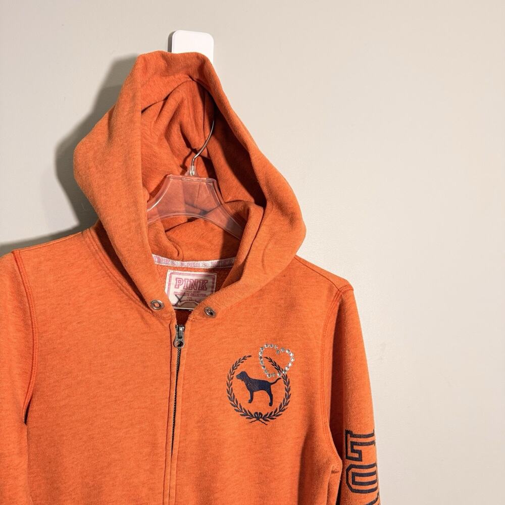 Victorias Secret Pink University of Illinois Go Illini Full Zip Hoodie Orange - Picture 3 of 5